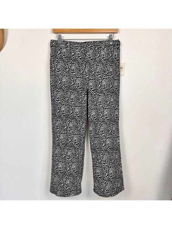 Retrology Pants - Retrology Wide Leg Cropped Pants Women's Sz Small Black White Leopard Print